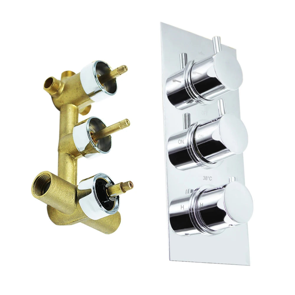 Brass Thermostatic 3 Dial 3 Ways Radiator Control Valve Mixer