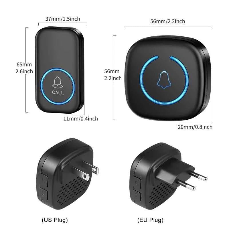 Wireless Doorbell Intelligent Welcome Door Bell 300M/984 FT Remote 60 Songs Melodies Home Smart Doorbell US EU UK Plug Optional - Shoppiline