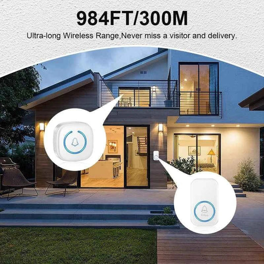 Wireless Doorbell Intelligent Welcome Door Bell 300M/984 FT Remote 60 Songs Melodies Home Smart Doorbell US EU UK Plug Optional - Shoppiline