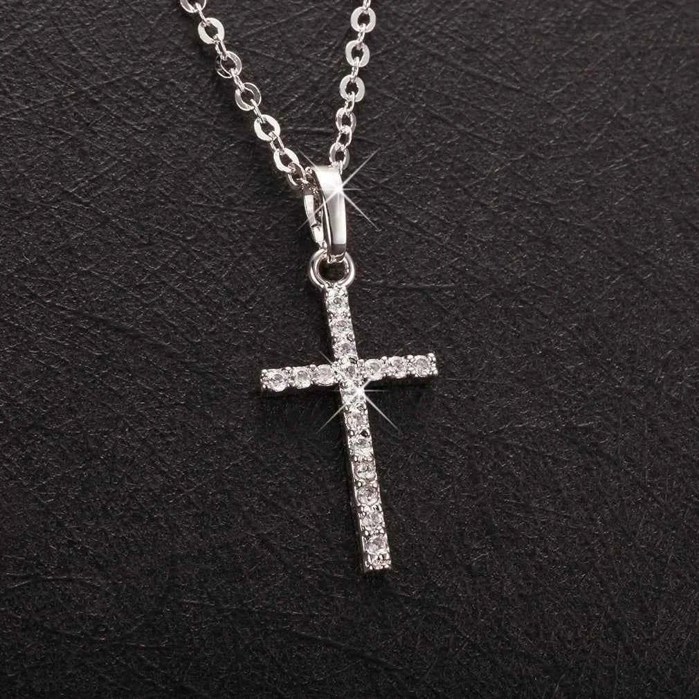 Women Necklace Jewelry Chain Fashion Cross With Rhinestone Pendant Necklace Stainless Steel Choke Ring Women Accessories New - Shoppiline